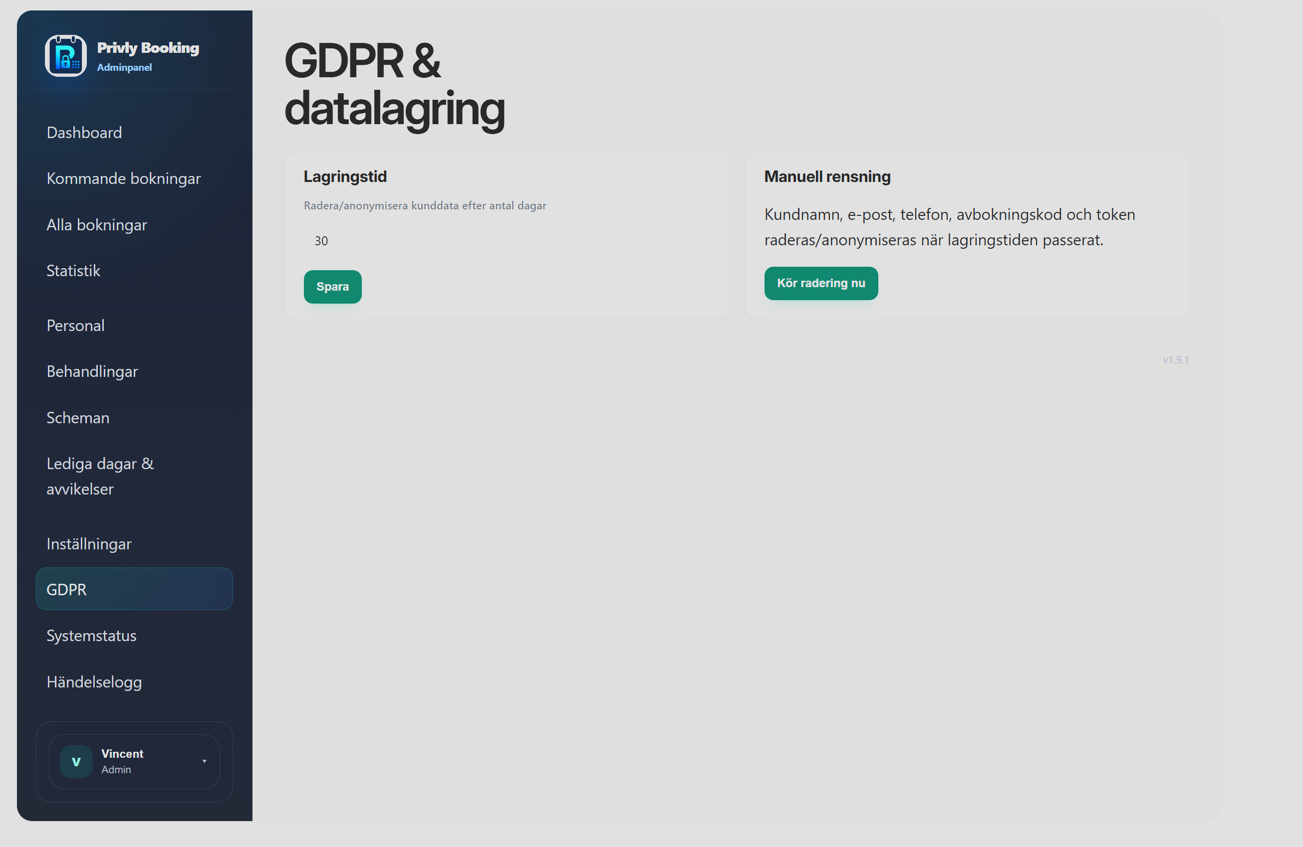 Privly Booking system status